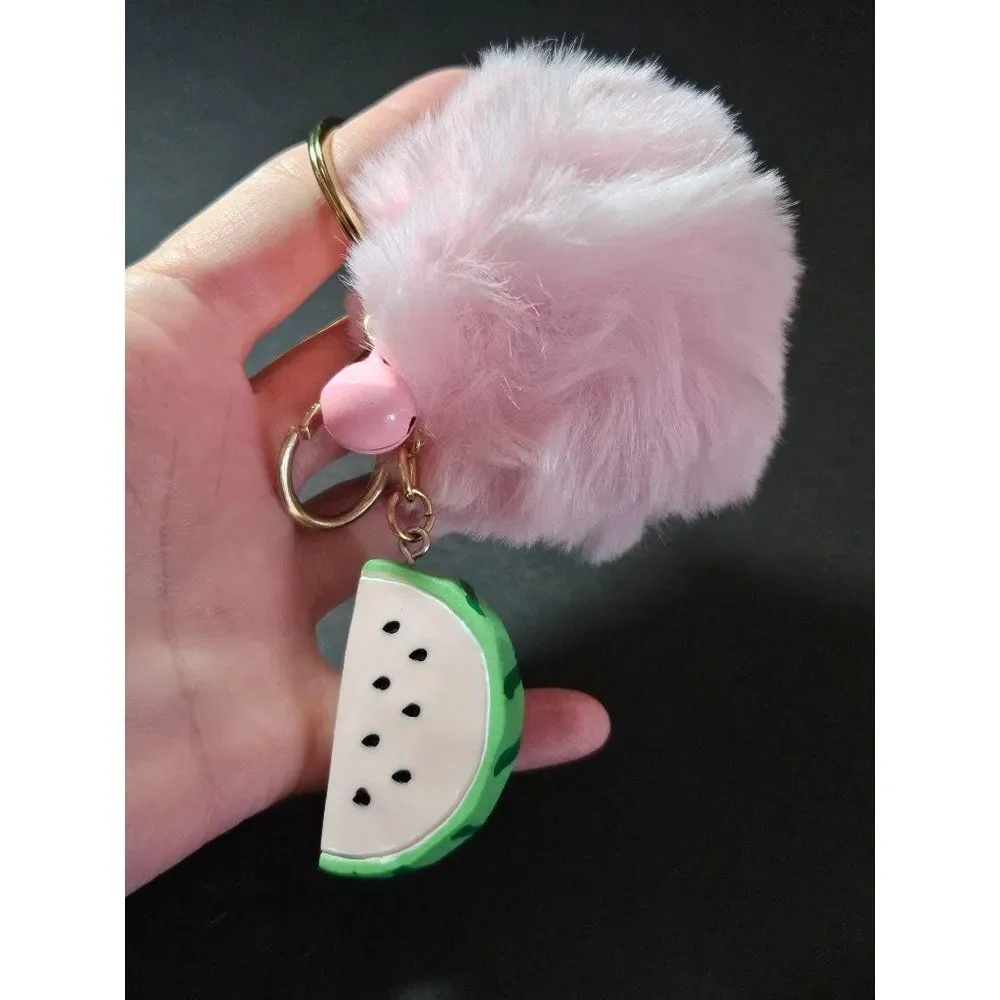 Pink puff and watermelon slice key fob